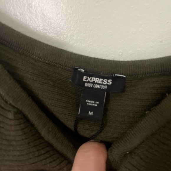 Express Olive Ruffle Blouse - Picture 2 of 6